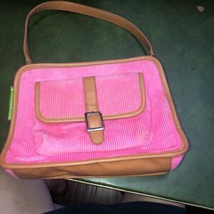 NWT Bath & Body Bag Only, Corduroy Pink & Brown Handbag, Gift Bag, Scent Holder